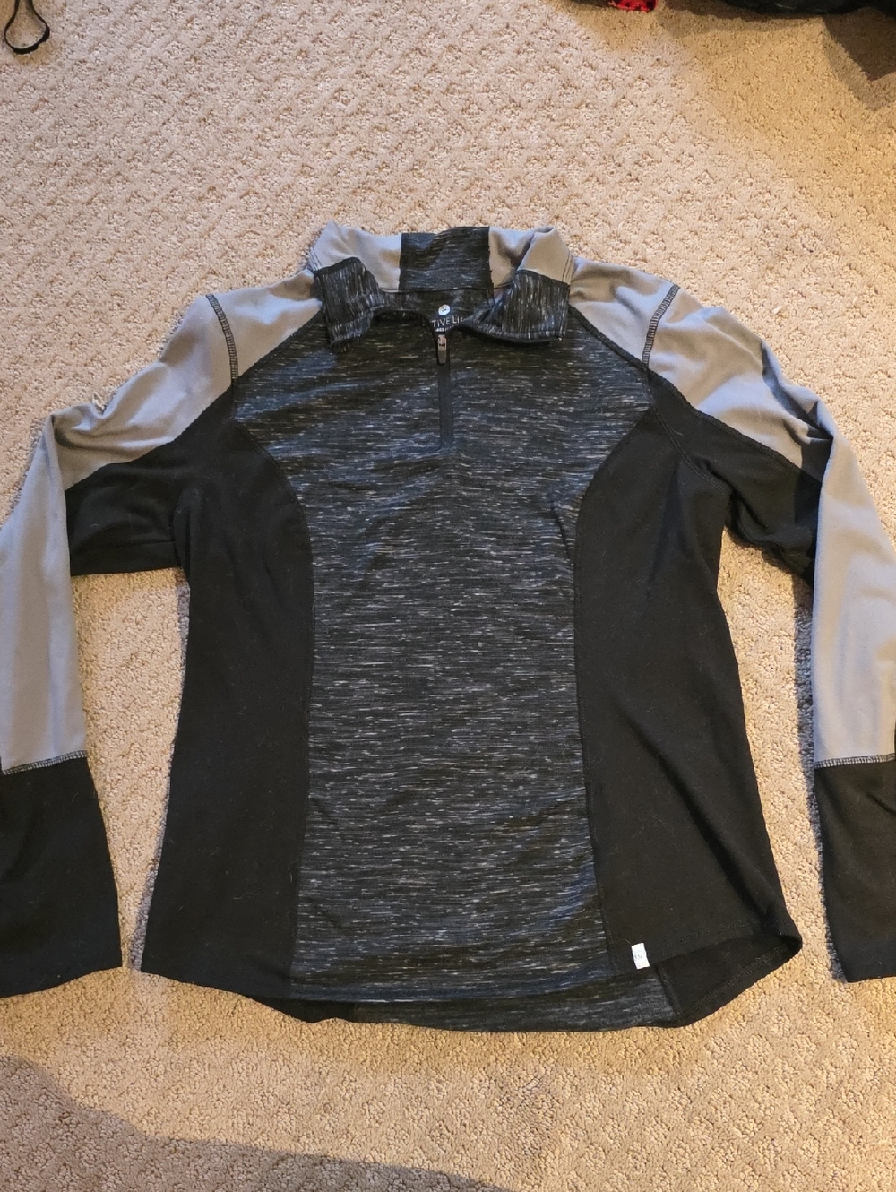 90 Degree By Reflex Active Life Athletic Top in Black and Heather Gray M